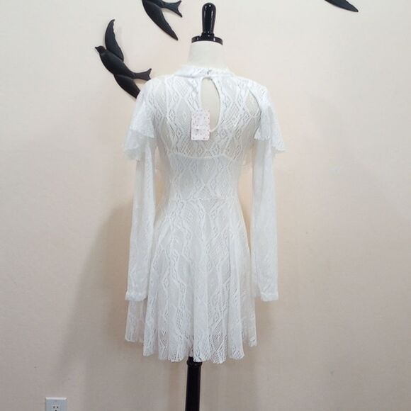 Free People Rock Candy Lace Mock Neck Dress Ivory Size XS NWT $128 Retail - Picture 6 of 15